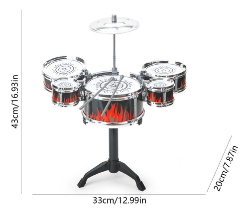 Instrumento Musical Infantil Jazz Drum Set De Cinco Tambores