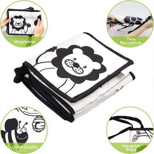 Montessori Toy Libro De Tela Suave En Blanco Y Negro Para Be