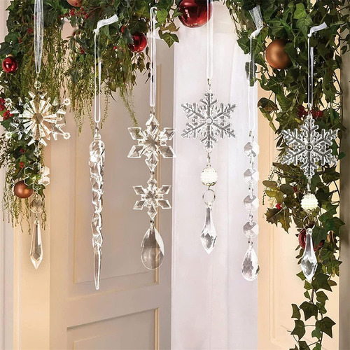 Decoración Navideña, Adornos Para Árbol, Copo De Nieve O Nom