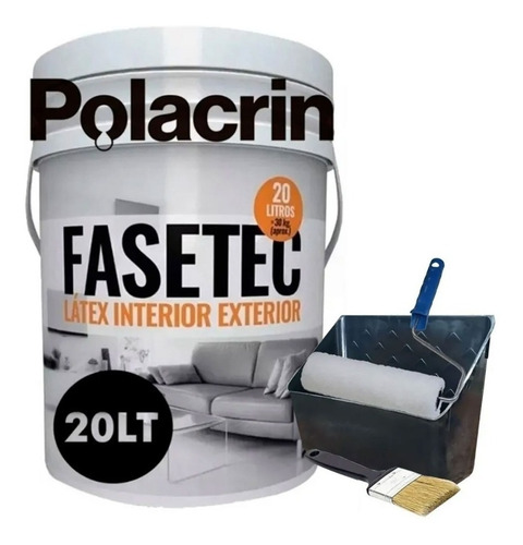 Imagen 1 de 9 de Combo Pintura Fasetec 20 Lts Rodillo Pincel Bandeja