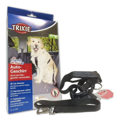 Cinturon De Seguridad Perros Con Arnes Trixie M Importado