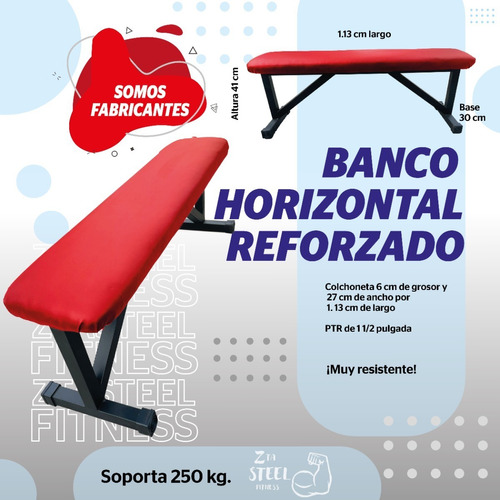 Banco Para Pesas,uso Rudo Gym Pecho Abdomen Bench Press Rojo