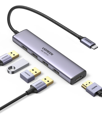 Ugreen Usb C Hub 4k 60hz Adaptador Usb C Para Hdmi 4 Usb 3.0