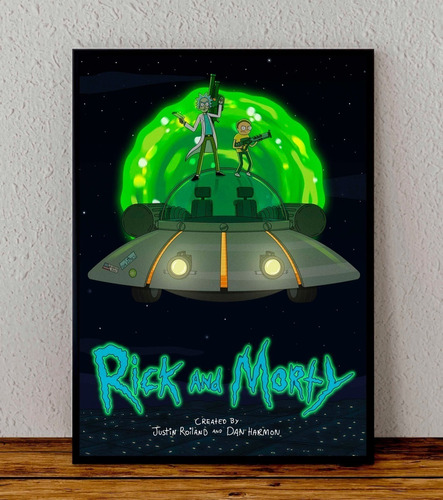 Cuadro 33x48 Poster Enmarcado Rick Y Morty Serie Animada