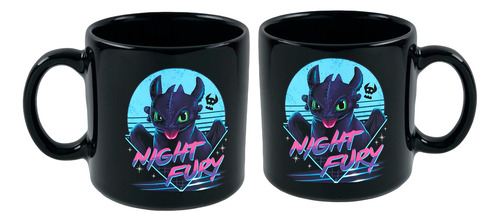 Taza Cerámica Chimuelo Furia Cómo Entrenar A Tu Dragón 325ml Negro Furia Nocturna