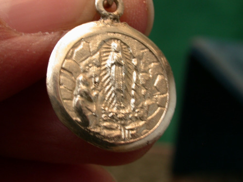 Colgante Medalla Plata Religiosa Virgen Lourdes Unisex Luli