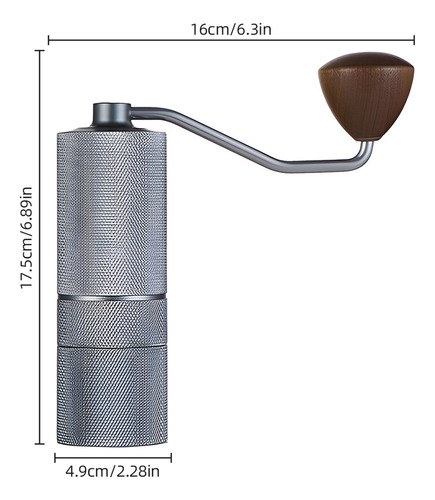 . Molinillo De Granos De Café Hecho A Mano, Acero