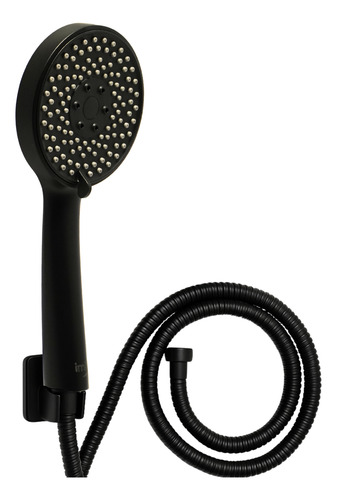 Kit Ducha Regadera De Teléfono 3 Funciones Con Accesorios Negro Mate