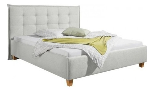 Stann Cama Queen Estilo Moderno Tela Color Gris Claro