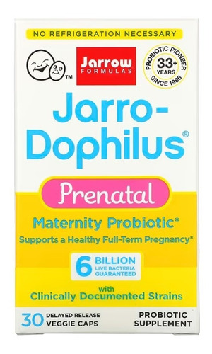 Jarro-dophilus Prenatal 6 Billones, Apoya Un Embarazo Saludable A Término, 6 Billones De Bacterias Vivas Garantizadas, Con Cepas Clínicamente Documentadas, Contiene 30 Cápsulas Vegetarianas. 