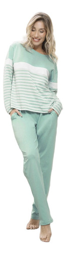 Pijama Invierno Mujer Jersey Rayado Lencatex 24320