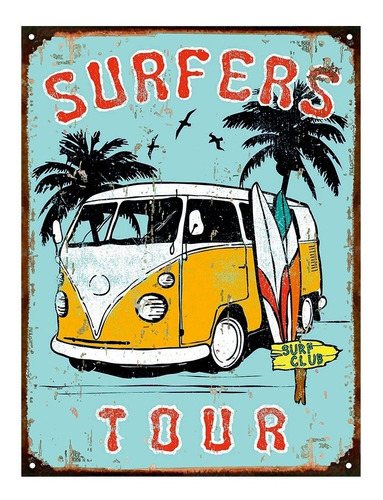 Cartel Chapa Publicidad Antigua Vintage Surf Combi P133