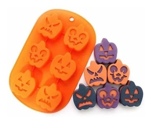 Molde Silicona Calabaza X 6 Cavidades Halloween 6.5 X 5,8cm 