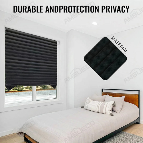 Cortina De Blackout Plisada Para Ventana, Bloquea Luz Foofoo Negro 180*90cm