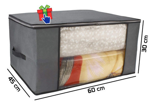 Imagen 2 de 8 de Set X4 Organizadores Ropa Cama Tela Cierre 60x45x30cm