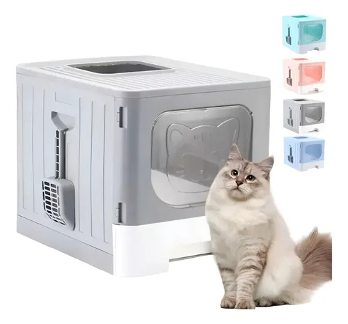 Litera Gato Caja Bandeja Sanitaria Arena Entrada Superior Color Gris