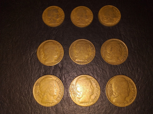 Lote 9 Monedas Argentinas 5, 10 Y 20 Centavos 1947 A 1949