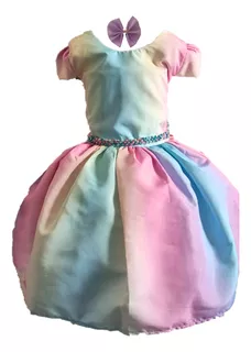 Vestido Infantil Colorido Popit Unicórnio Tiedye Cor+ Brinde