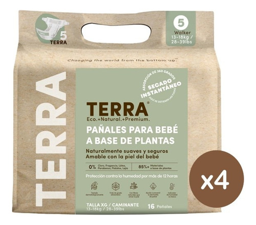 Pañales Terra Biodegradables X 4 Paquetes