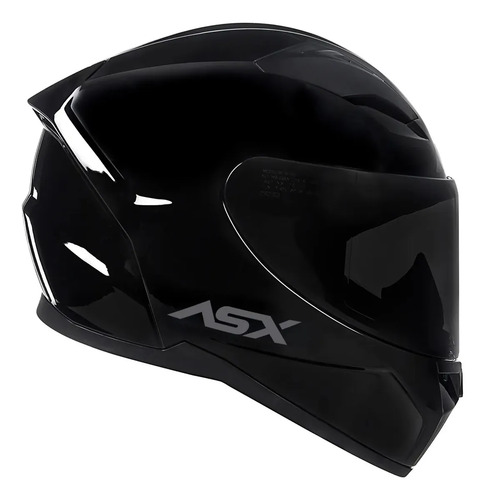Capacete ASX City Solid Preto Brilhante com Viseira Fumê, tamanho 58