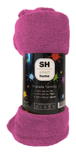 Frazada Mantra Smart home color fucsia con diseño liso de 240cm x 220cm