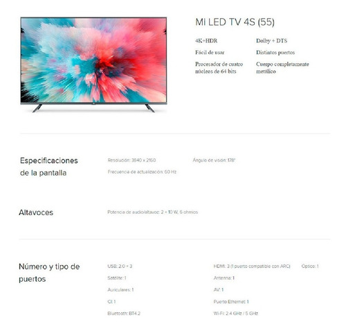 Mi Led Tv 4s 55 Pulgadas Versión Europea