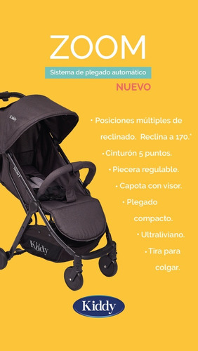 Imagen 2 de 2 de Cochecito Bebe Liviano Cierra Con Una Sola Mano Kiddy Zoom
