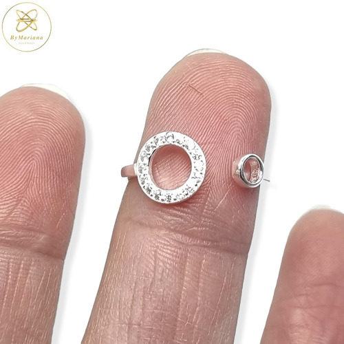 Imagen 2 de 6 de Anillo Plata Doble Circulo Micro Pave