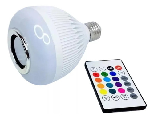 Lampada Musical Caixa Som Bluetooth Led Rgb Com Controle E27