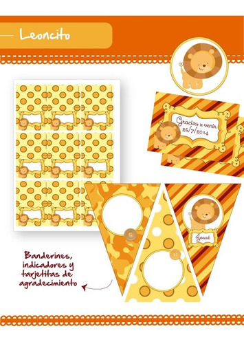 León Leoncito Bebé Kit Naranja Chocolate Baby Shower 1 Año