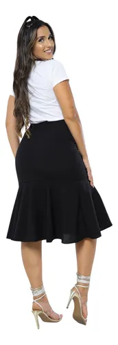 Saia Midi Sereia Detalhe Bot o Moda Evang lica Lan 2019