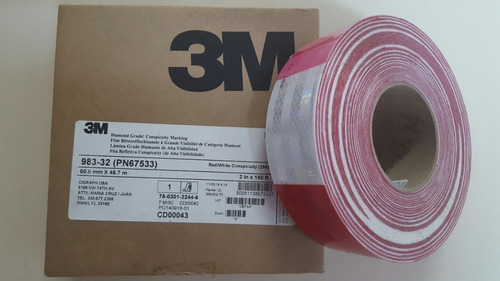 Cinta Reflectiva 3m Original Bicolor Rojo-blanco
