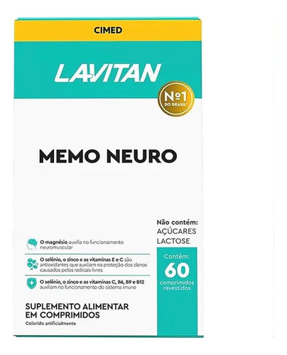 Memo Neuro Com 60 Comprimidos Revestidos Lavitan Sabor Sem Sabor