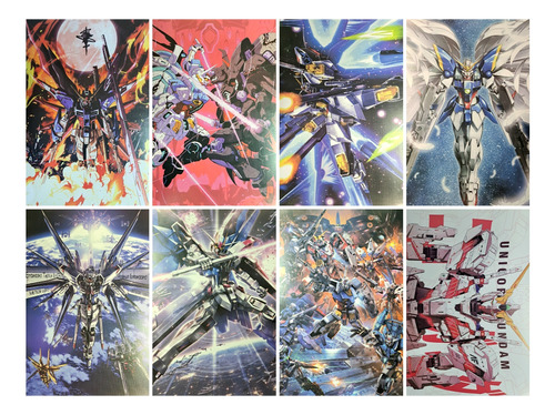 Paquete 8 Afiches Poster Anime Mobile Suit Gundam Wing 28x42