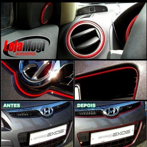 Imagem 2 de 2 de Fita Friso Decorativo 3d Carro Interior Vermelha