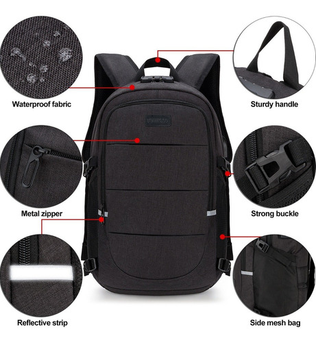 Imagen 2 de 7 de Mochila Antirrobo Mochila Impermeable Para Portátil De 15,6i