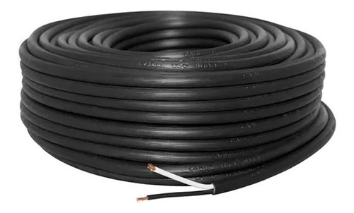 Cable Uso Rudo 2x16 Rollo 100m Color Negro Cca Konect