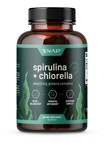 Snap Supplements - Cápsulas De Espirulina Y Clorella, 120 Un