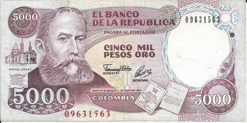 Colombia 5000 Pesos 4 Enero 1993