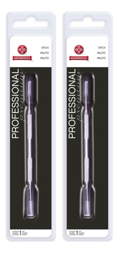 Kit 2 Palito Limpador Unhas Instrumento 375m Inox Mundial