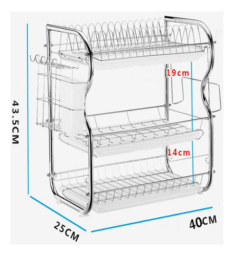Lj Escurridor De Platos Grande De 3 Niveles Y Soporte Para
