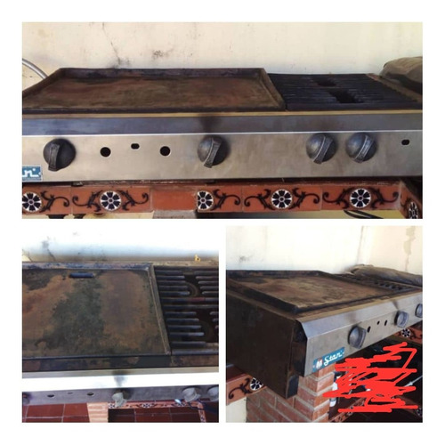 Plancha Con Cocina Dos Hornillas Industrial A Gas Mstar