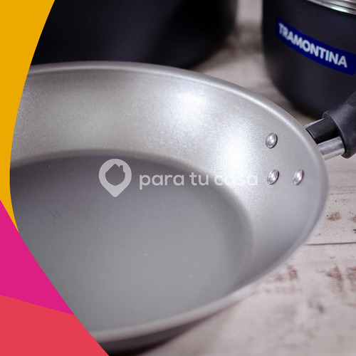 Imagen 6 de 10 de Ollas Tramontina Bateria Cocina Set 7 Pz Turim Teflón Ct