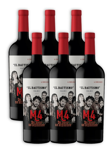 Vino El Bautismo M4 Malbec X6u 750ml Valle De Tulum San Juan