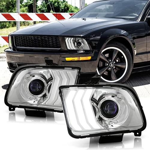 Para Ford Mustang Carcasa Cromada Proyector Tubo Led Faro