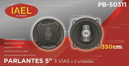 Imagen 2 de 5 de Juego Par 2 Parlantes Auto 5 Pulgadas 3 Vias 350w 35w Rms