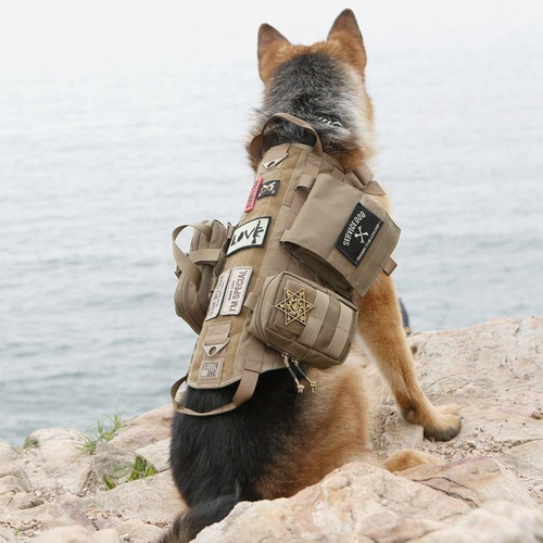 Imagen 2 de 9 de Chaleco Táctico Para Perro Entrenamiento Militar K9 / 3 Bolsas Desmontables