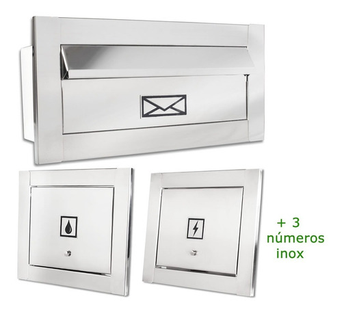 Caixa Correio Frente Inox Carta Visor Água + Luz 3 Números