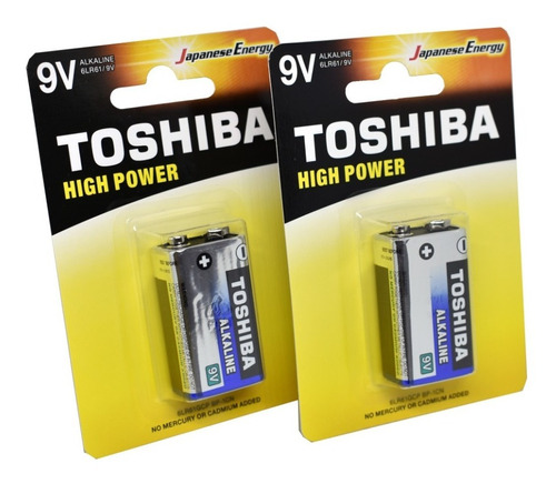 2 Pilas De 9 Volts Alcalina Toshiba 6lr61