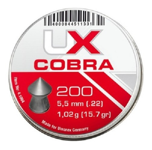 Chumbos Cobra 5,5mm Umarex 200 Unidades - Fullshop.uy